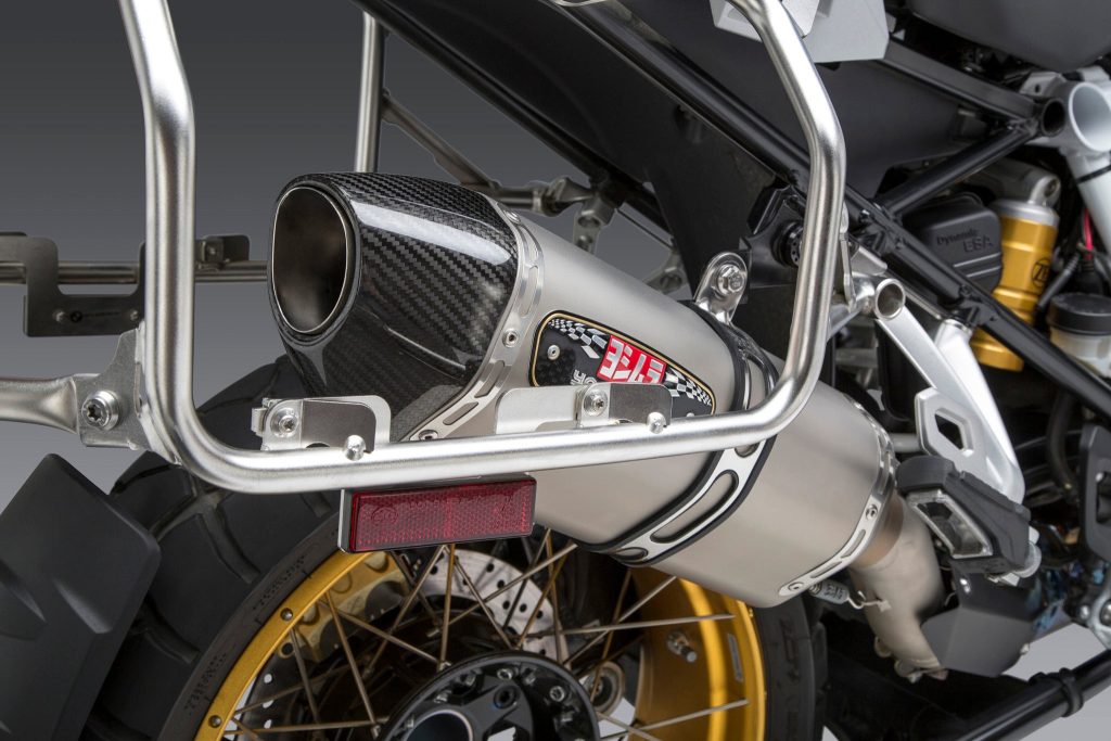 R1200GS/R1250GS 13-22 R-77 Stainless Slip-On Exhaust, w/ Stainless Muffler · Frontal
