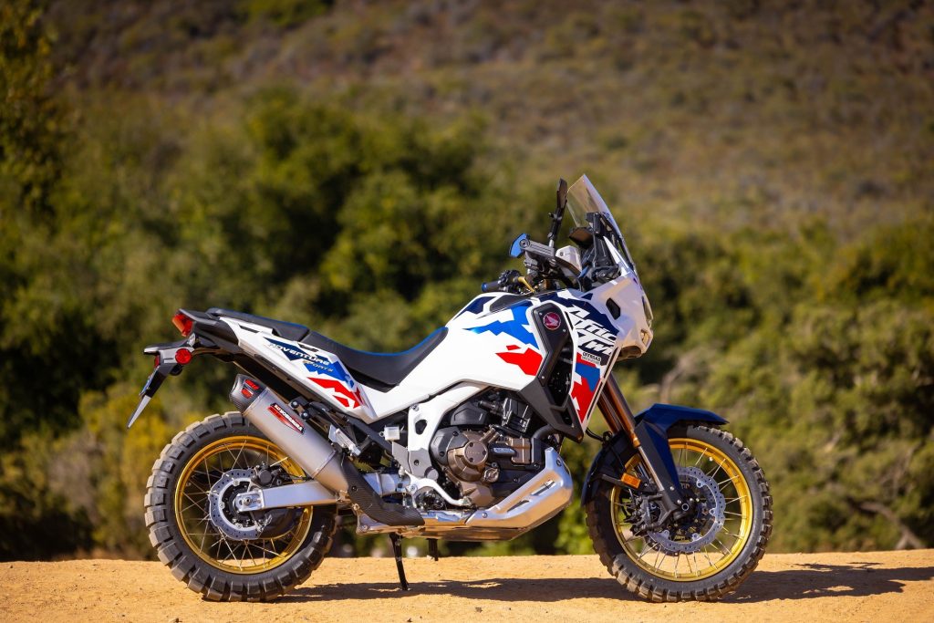 Africa Twin 20-26 RS-12 Stainless Slip-On Exhaust, w/ Stainless Muffler · Lateral